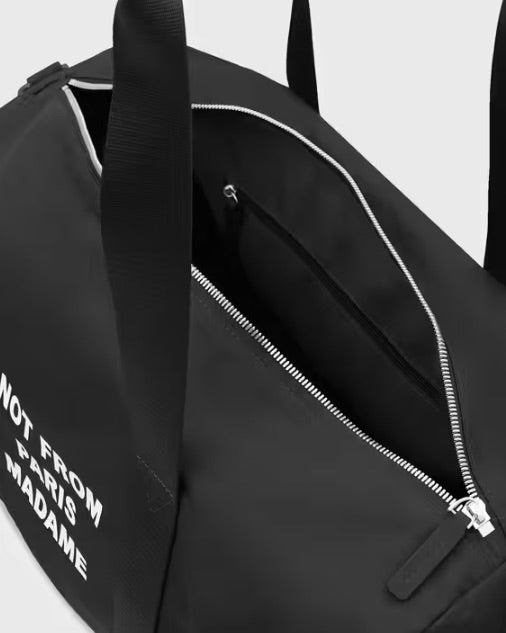 Nylon Slogan Gym Bag Black