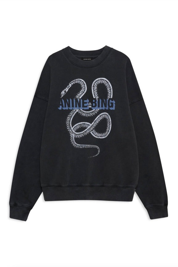 Harvey Crew Sweatshirt Snake Washed Black