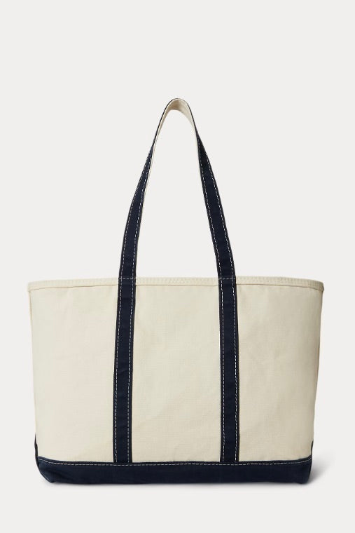 POLO RALPH LAUREN Big Pony Canvas Tote Cream/Navy - Dale