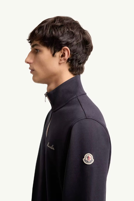 Embroidered Logo Polo Neck Sweatshirt Navy