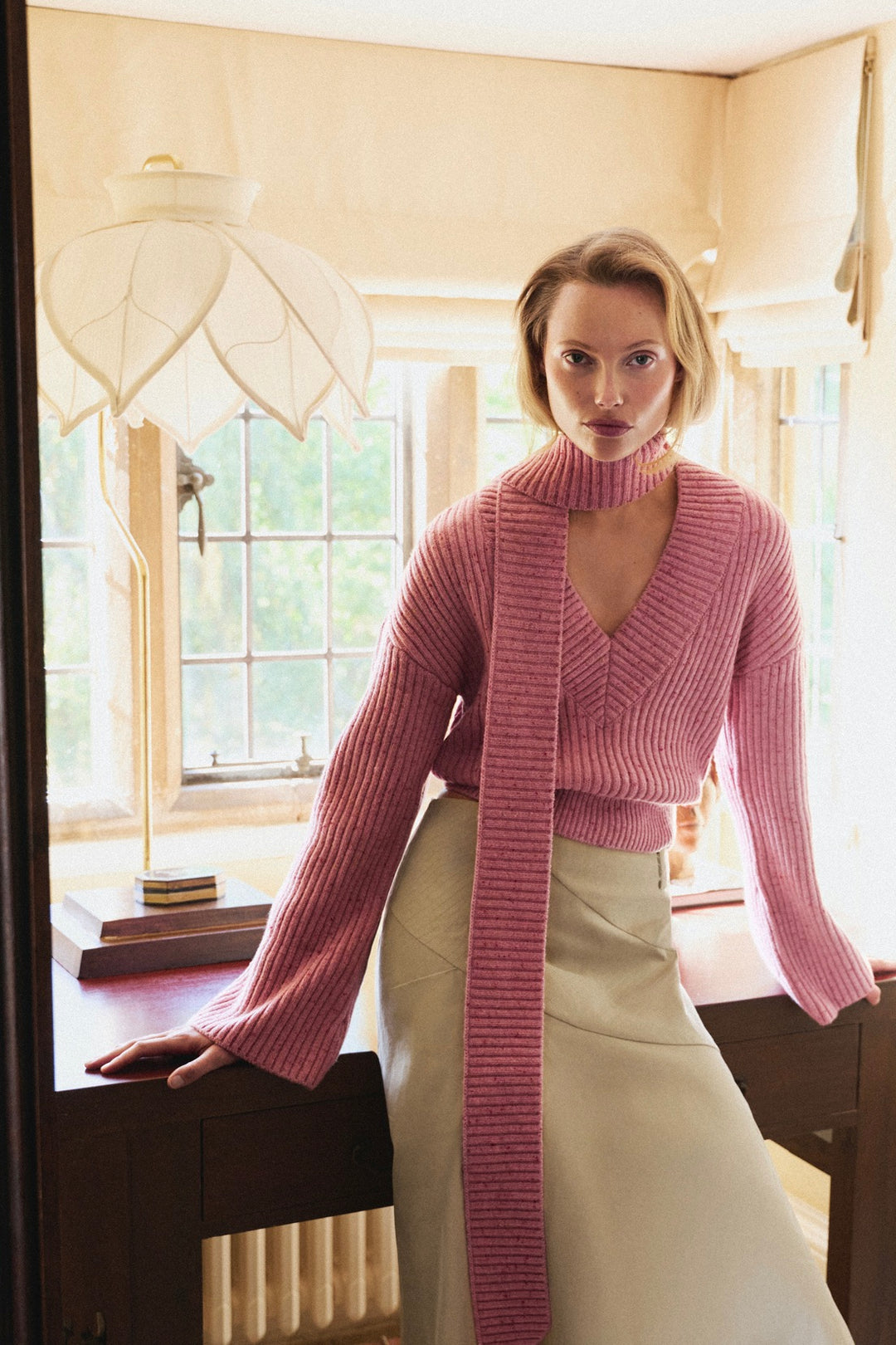 Thun Cropped Sweater Pink Melange