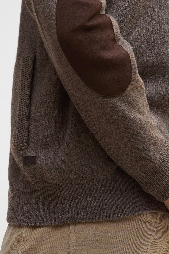 Essential Elbow Patch Jumper Dark Stone