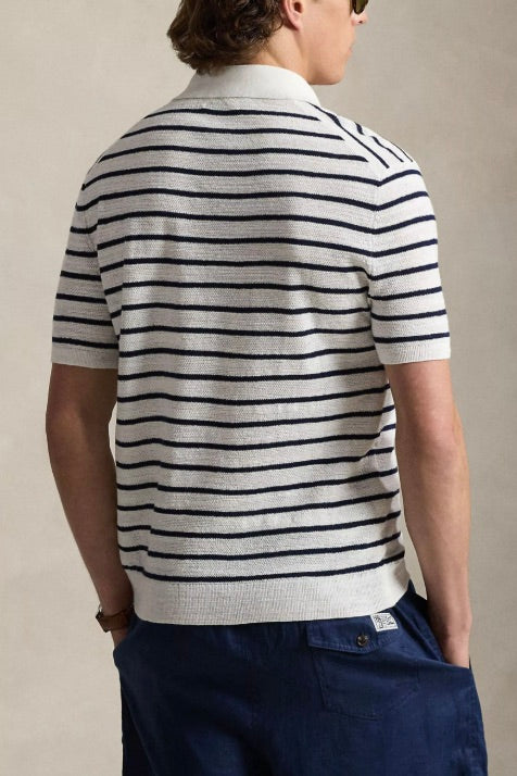 POLO RALPH LAUREN Short Sleeve Cotton Blend Polo Deckwash White Combo - Dale