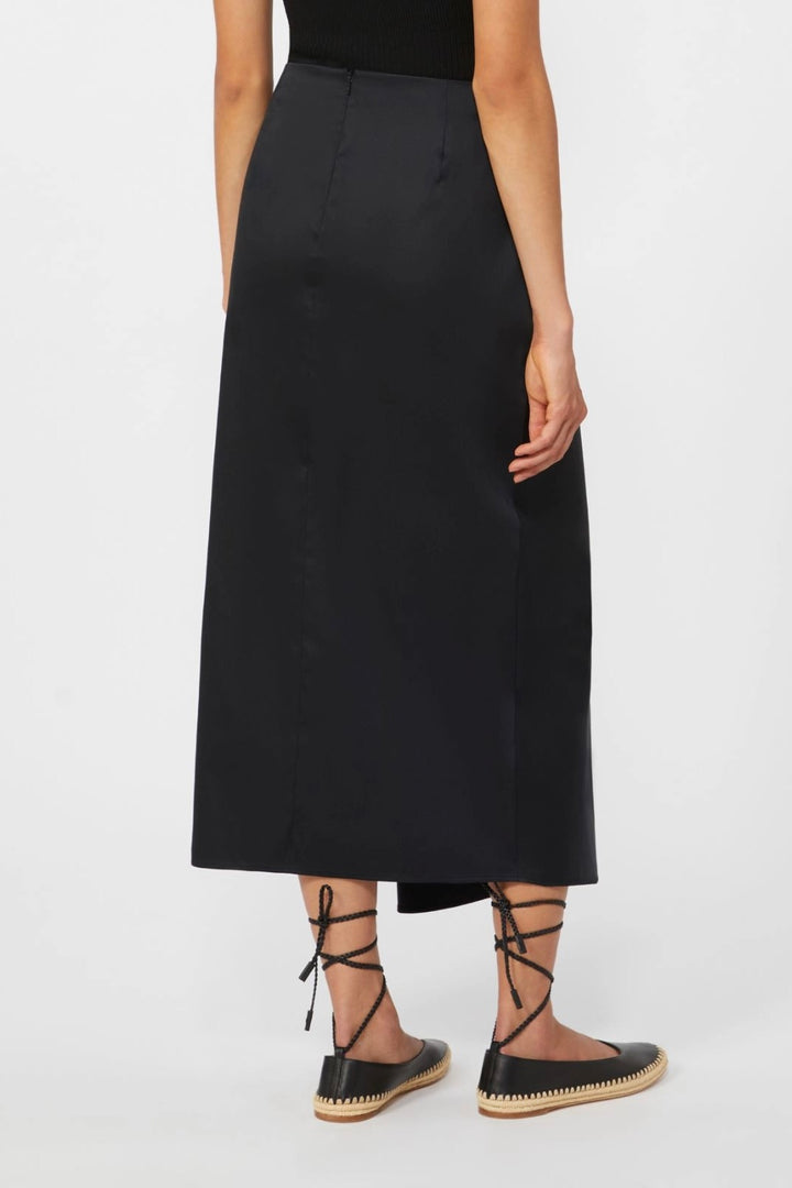 Cotton Satin Skirt Black