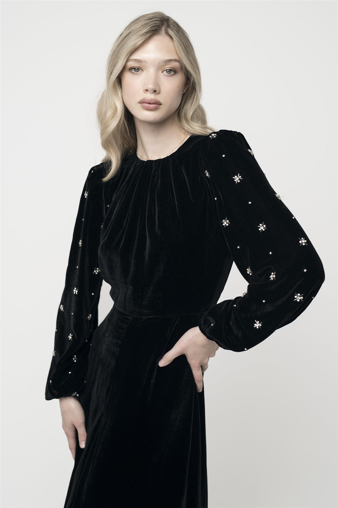 Ava Embellished Dress Black