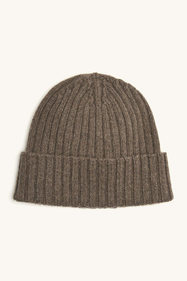 Knitted Cashmere Beanie Walnut Beige