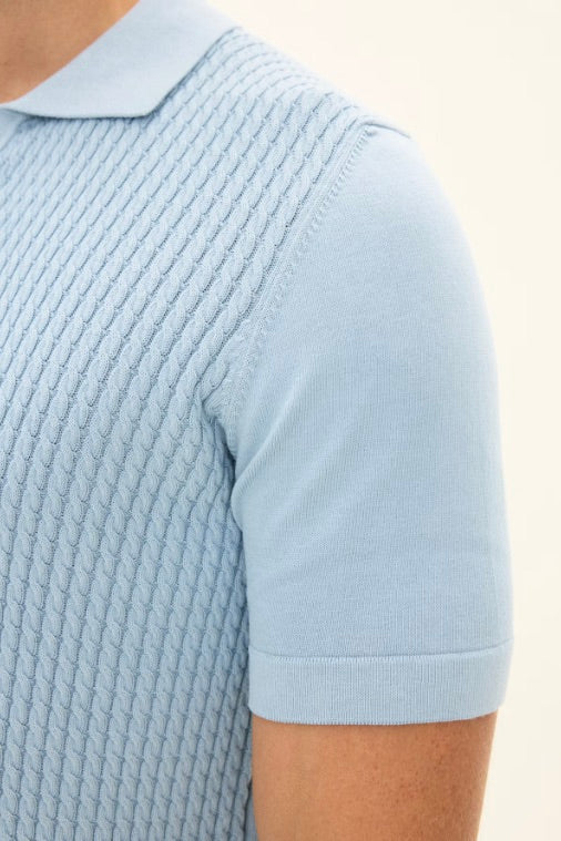 Alf Short Sleeve Poloshirt Chambray BLue