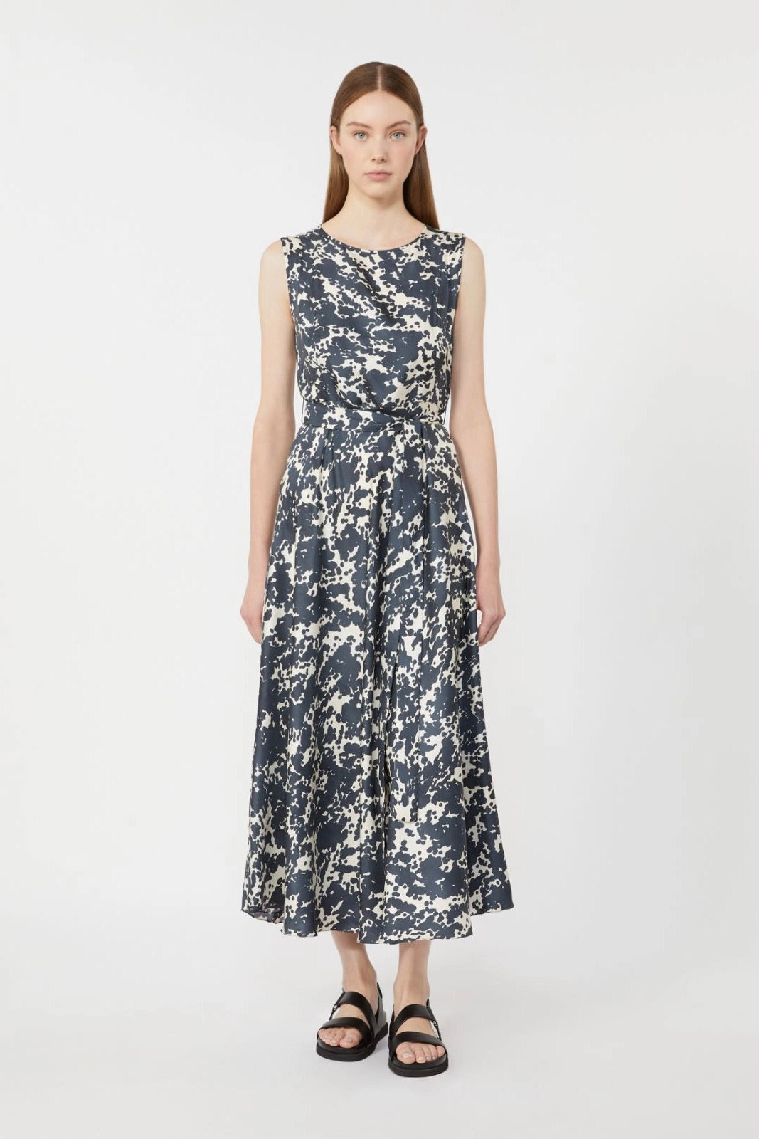 Patterned Twill Dress Ultramarine