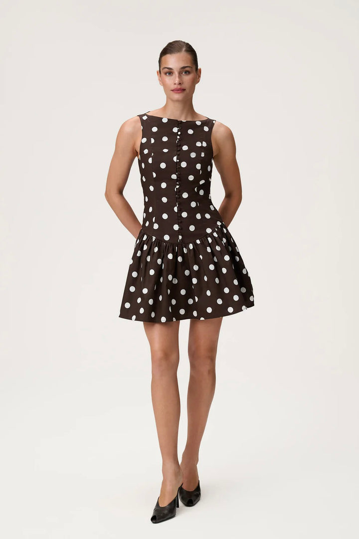 Sevilla Mini Dress Small Brown Dot