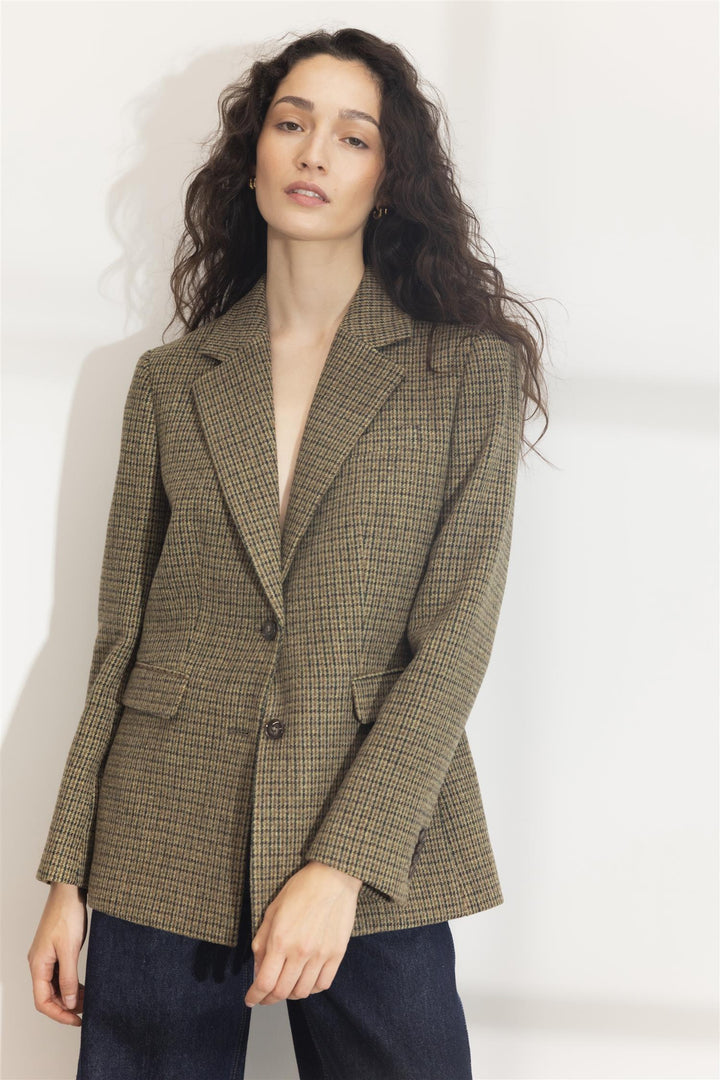 Brook Houndstooth Blazer Green