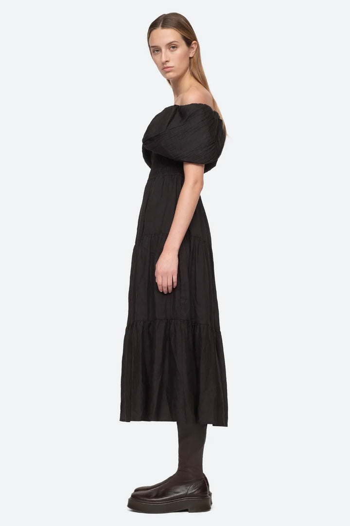 LOREN SOLID OFF SHOULDER DRESS