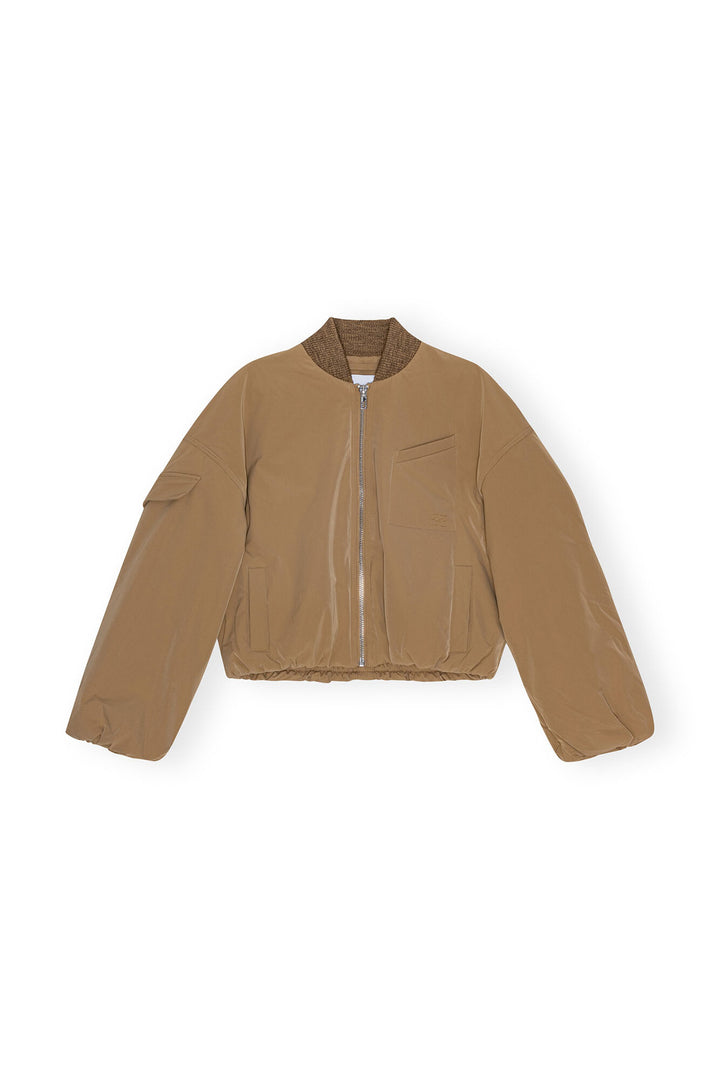 Light Twill Oversized Short Bomber Jacket