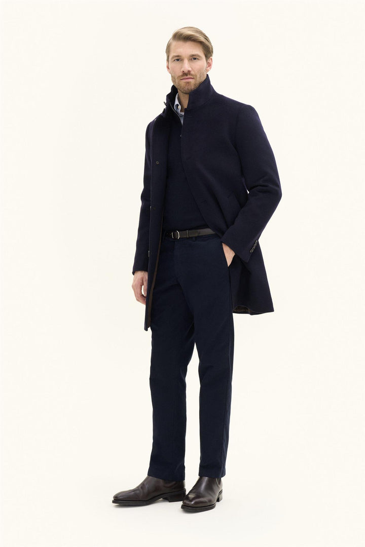 Chimney Collar Coat Dark Blue