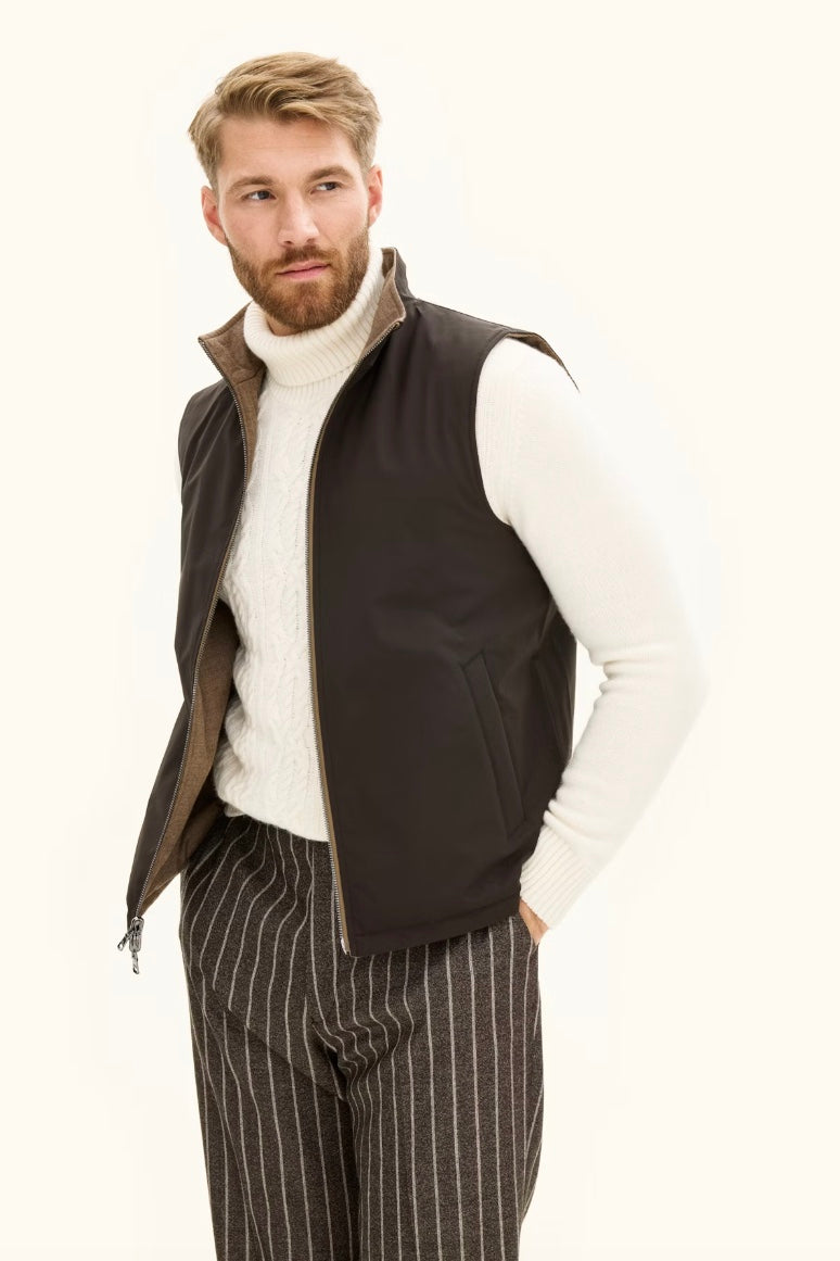 Reversible Padded Vest Walnut Beige
