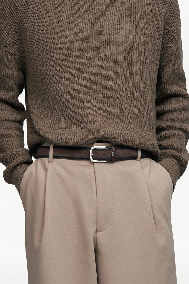 Suede Buckle Belt Mocha Brown