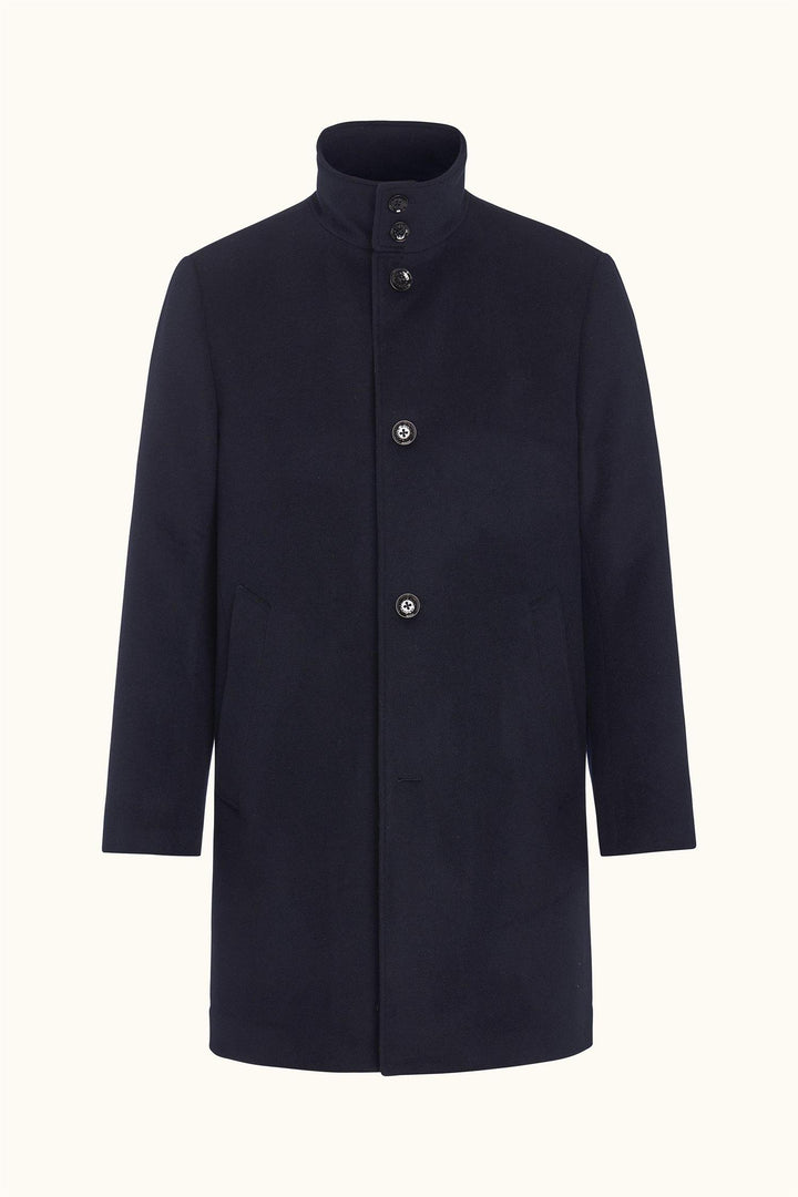 Chimney Collar Coat Dark Blue