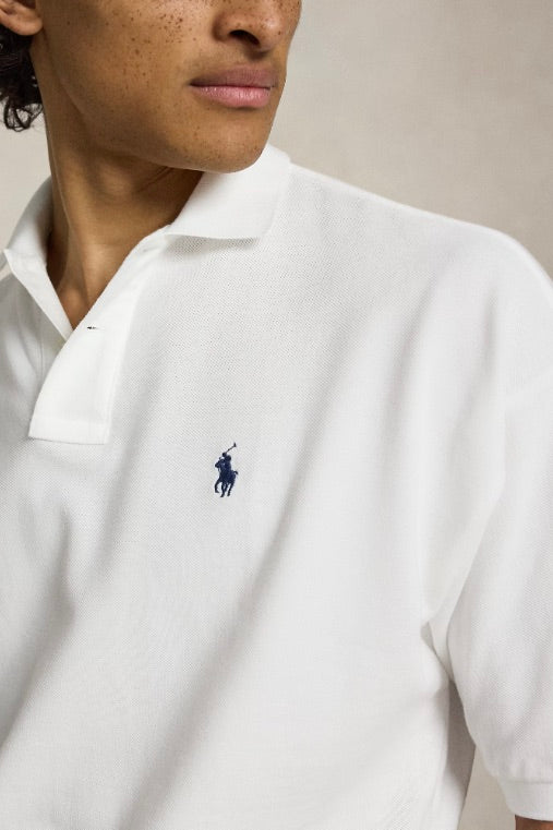 Relaxed Fit Mesh Polo Shirt White