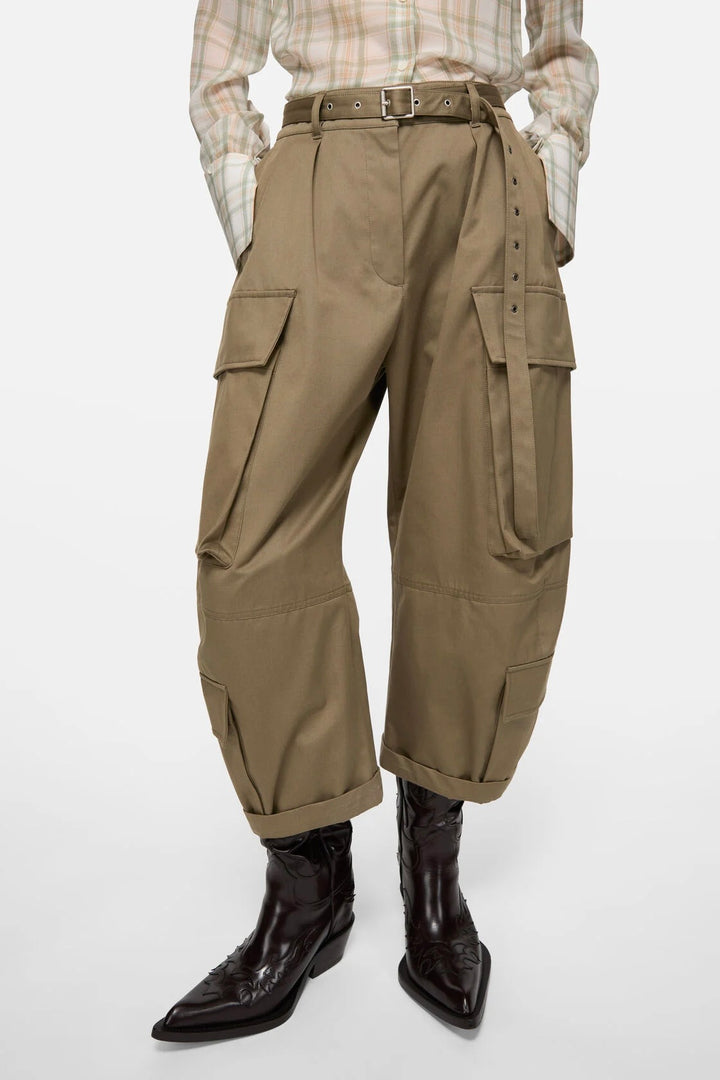 Twill Cargo Trousers Khaki Green