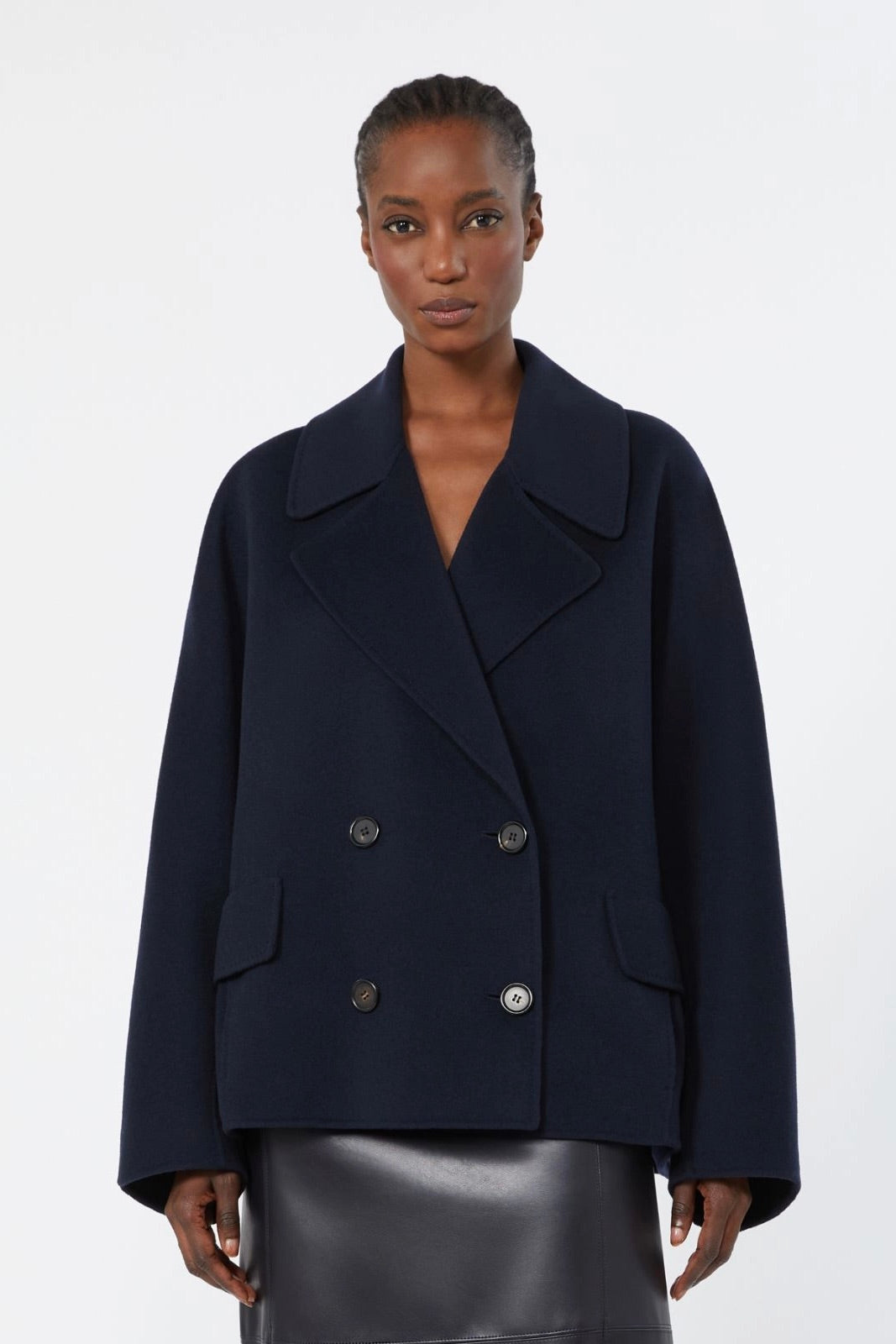 Wool Drap Pea Coat Midnight Blue