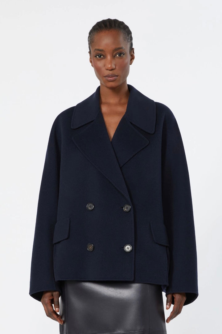 Wool Drap Pea Coat Midnight Blue