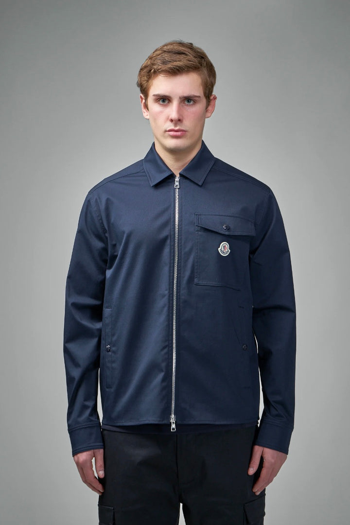 Cotton Gabardine Shirt Jacket Navy