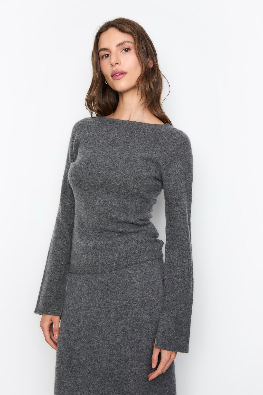 Jana Knit Skirt Dark Grey Melange