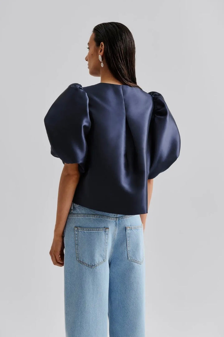 Cleo Pouf Sleeve Blouse Dark Blue