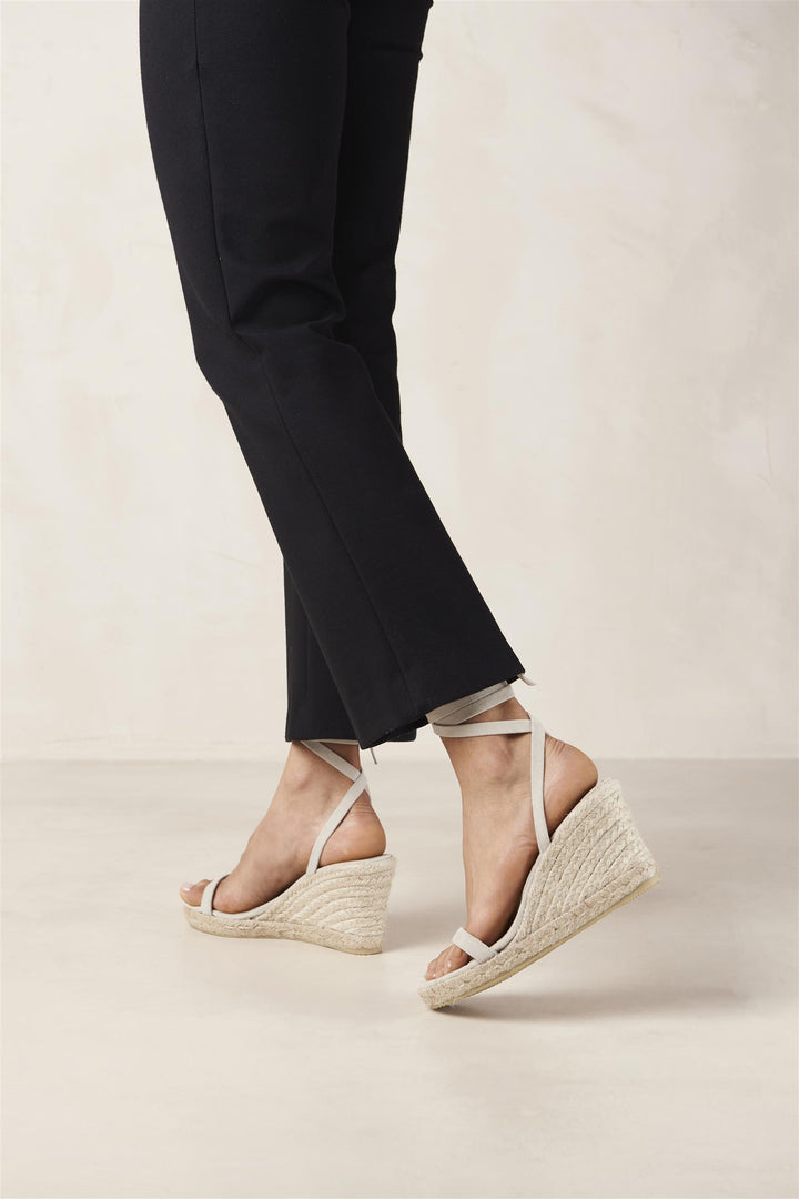 Willa Suede Cream Leather Espadrilles