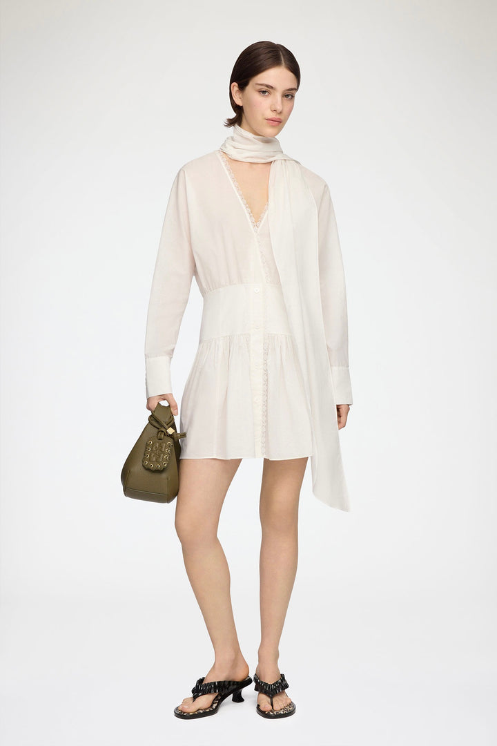 Cotton Voile Kimono Scarf Mini Dress Bright White