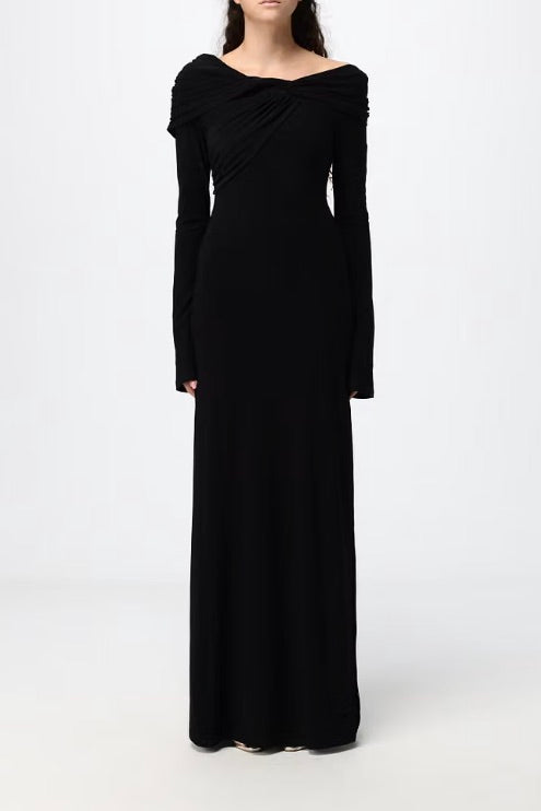 ELEH Long-Sleeved Evening Sheath Gown Black - Dale