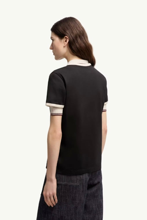 MONCLER Logo Print Cotton T-Shirt Black - Dale