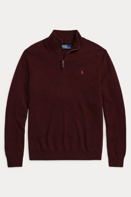 Wool Quarter-Zip Jumper Aged Wine