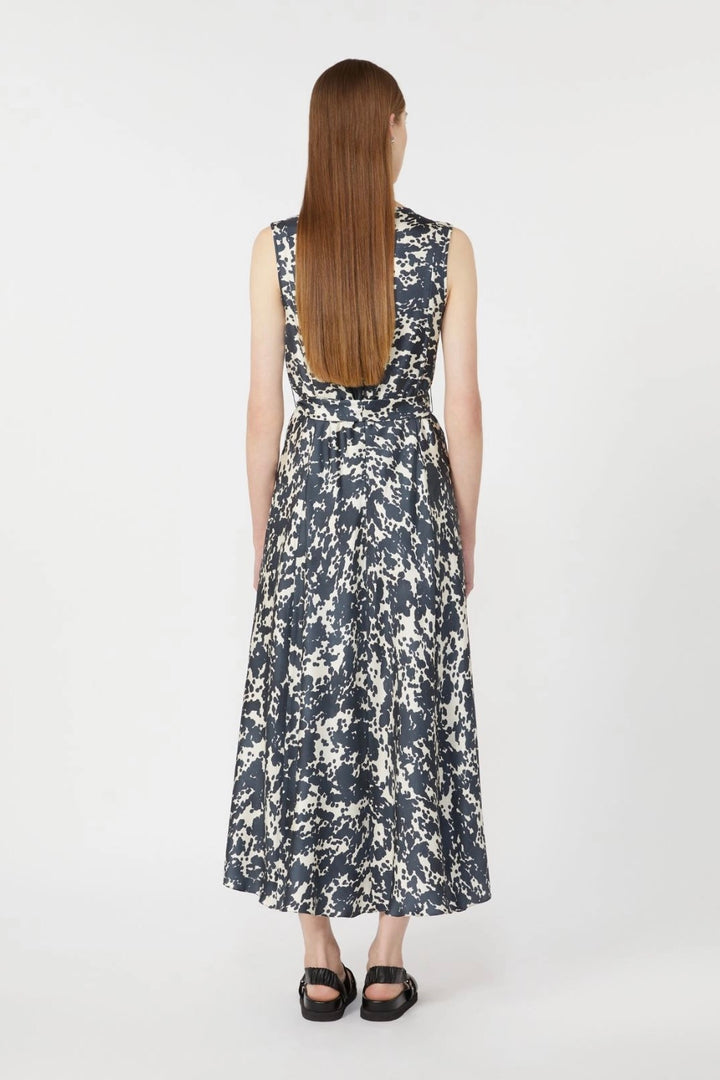 Patterned Twill Dress Ultramarine