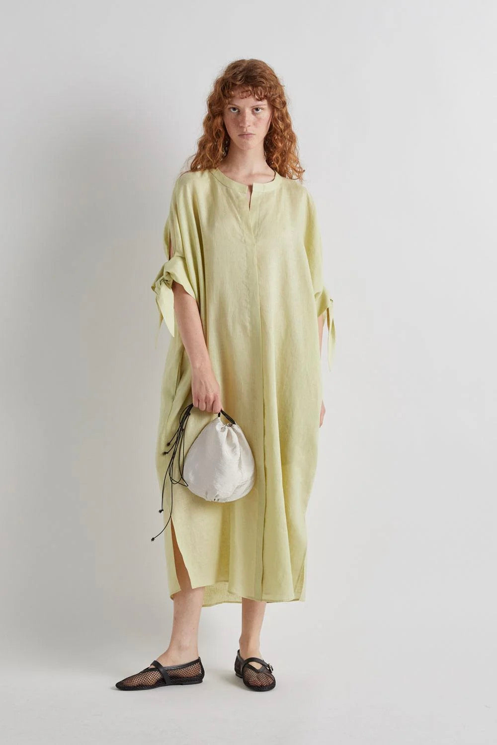 Linen Midi Dress Lime