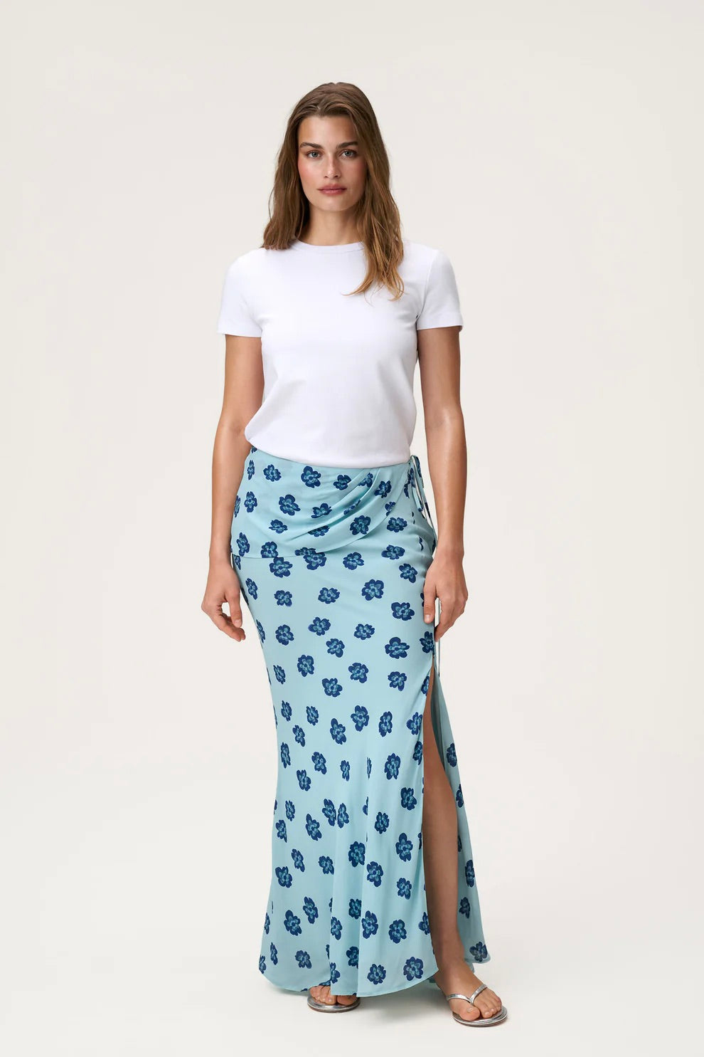 Elba Maxi Skirt Turquoise Flower