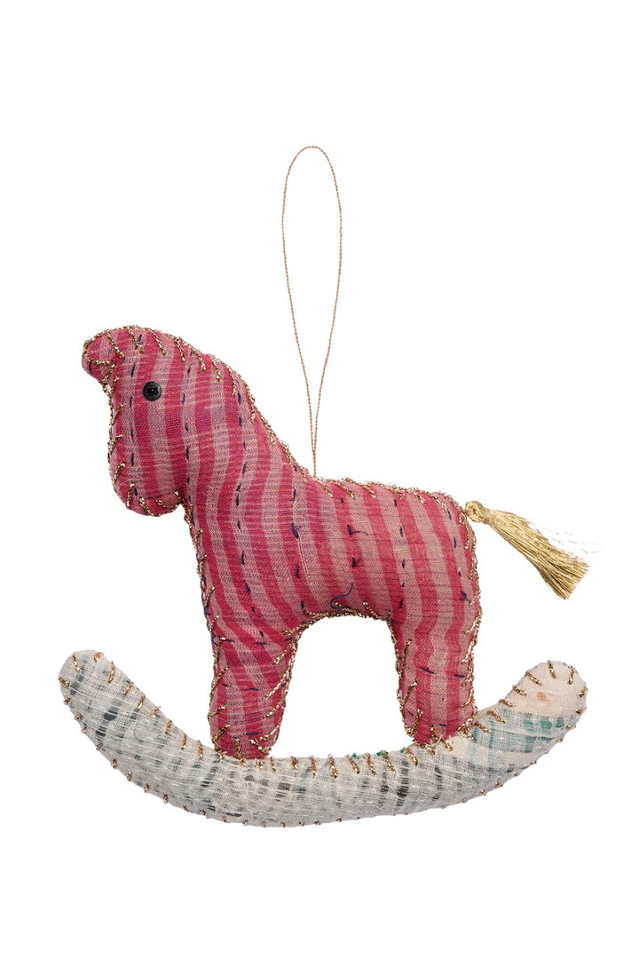 Rocking Kantha Horse Ornament Copenhagen Red