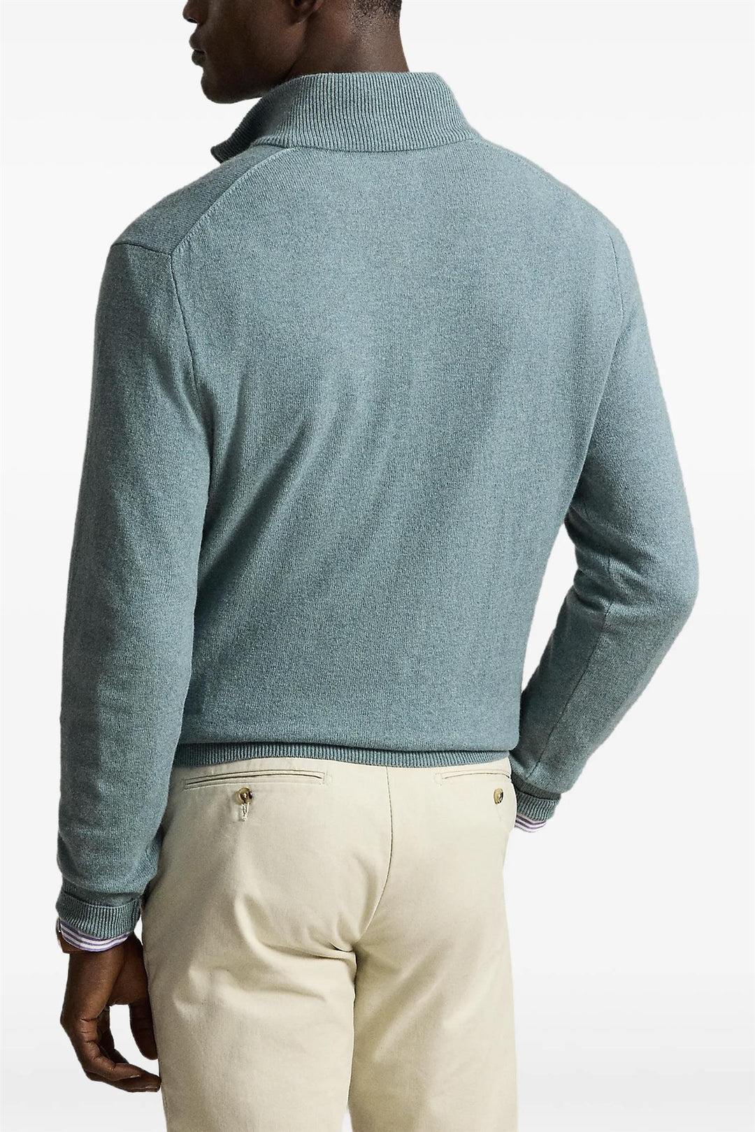 Wool Quarter-Zip Jumper Turquoise Jay Heather