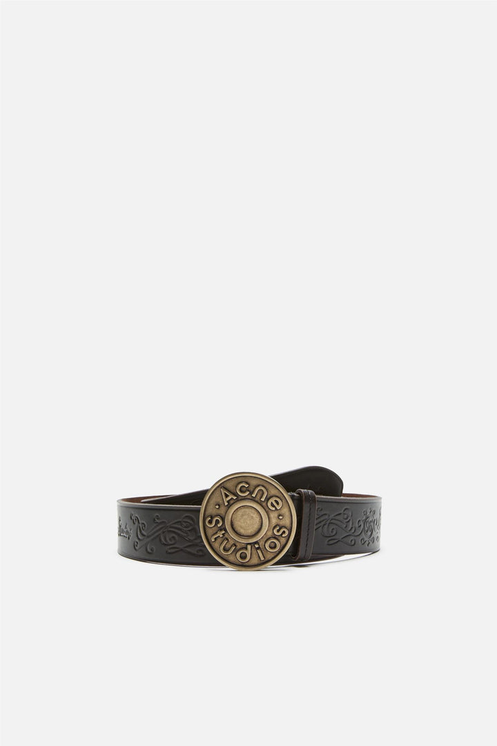 Leather Logo Buckle Belt