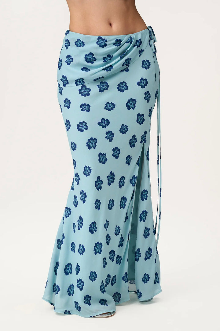 Elba Maxi Skirt Turquoise Flower