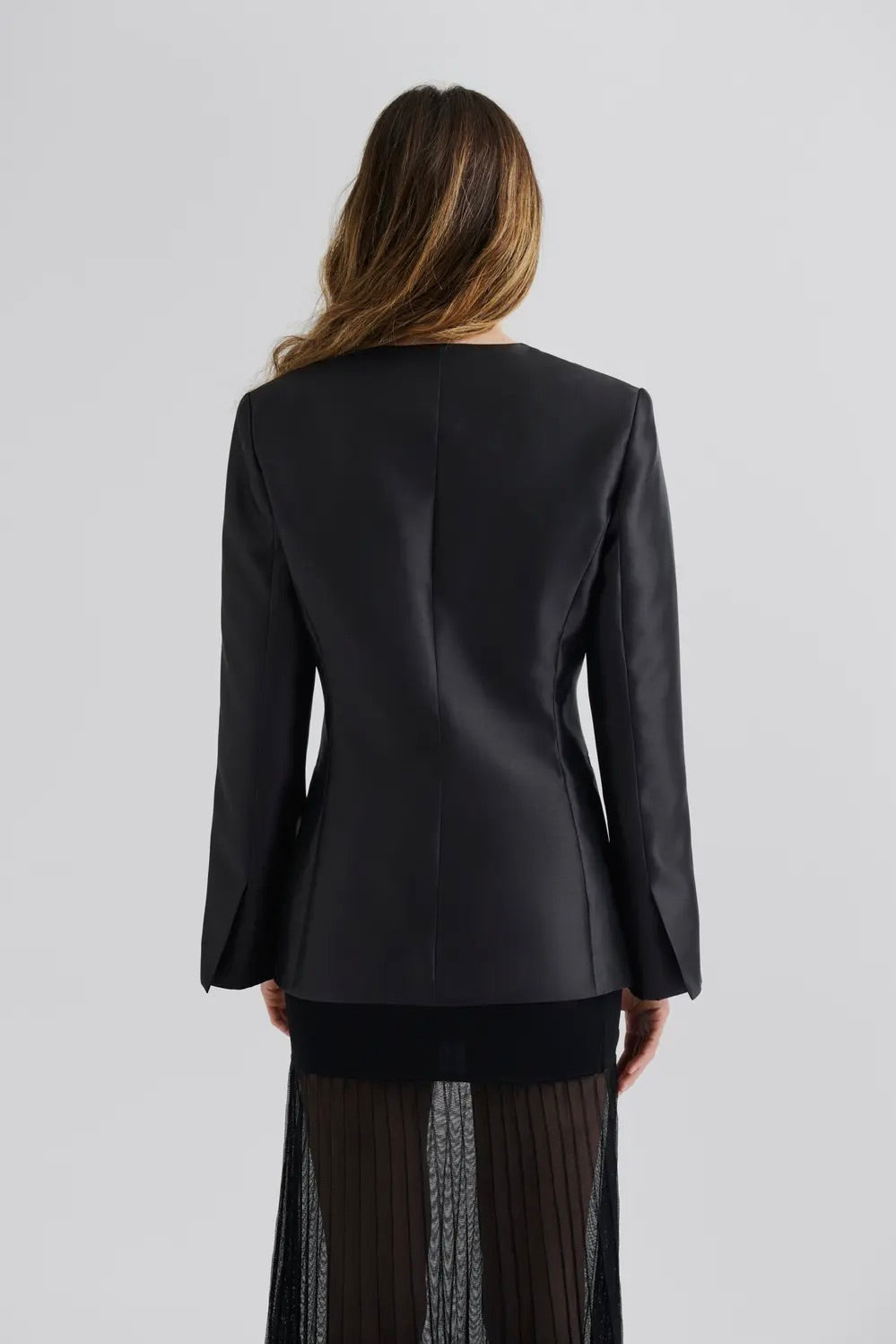 BY MALINA Nori Fitted Heavy Satin Blazer - Dale