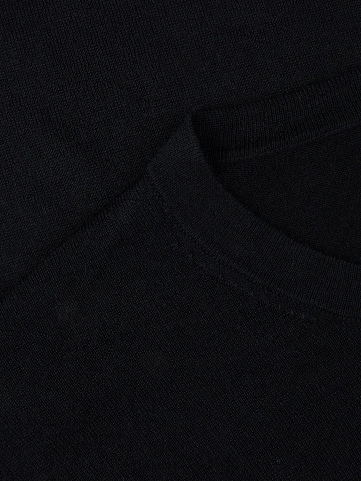 Silk Cashmere Knitted Crew Black