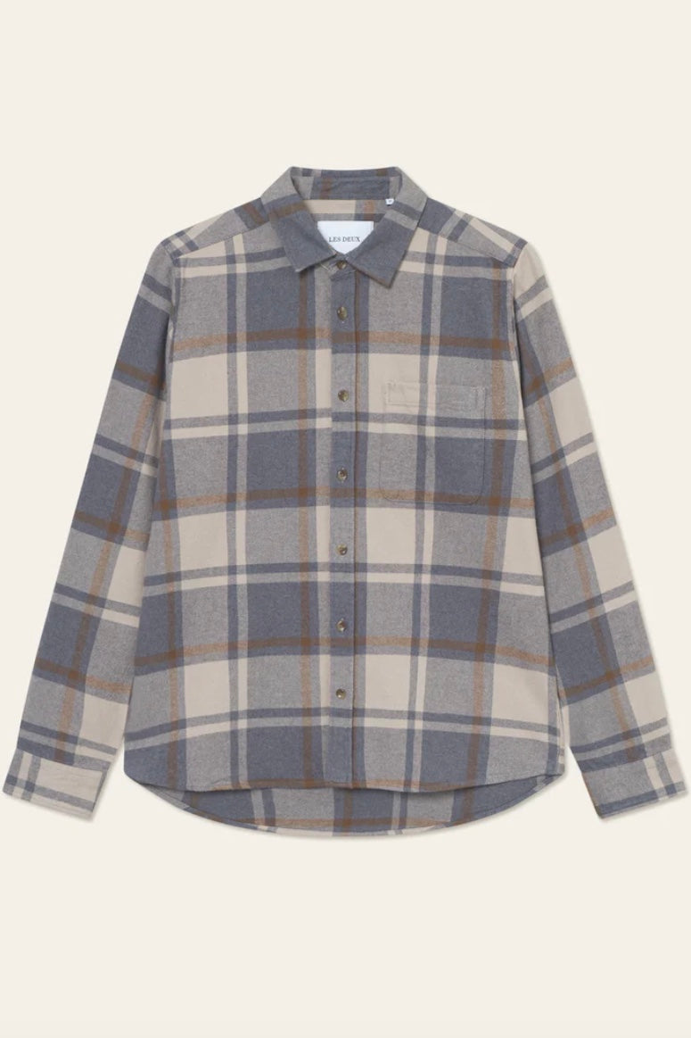 Jeremy Check Flannel Shirt Grey Melange