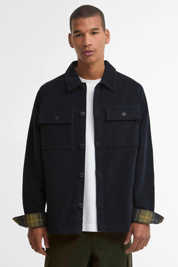 Barbour Tartan Trim Cotton Overshirt Navy