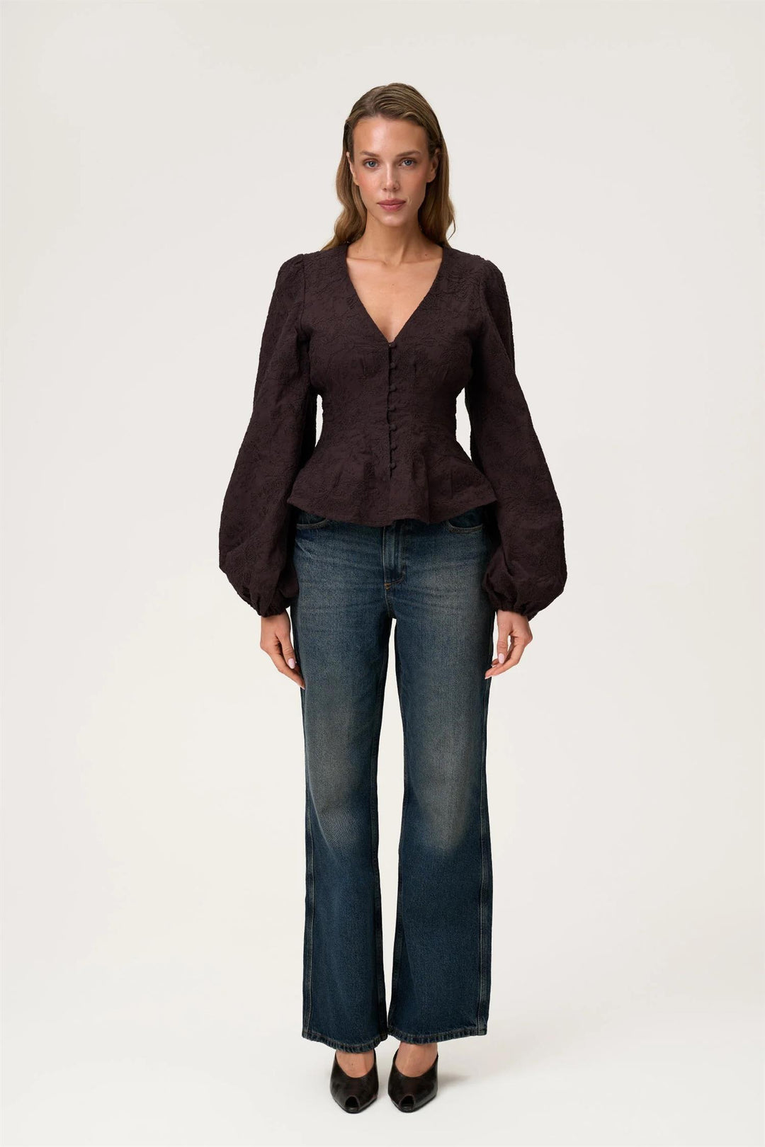 Palena Blouse Brown Embroidery