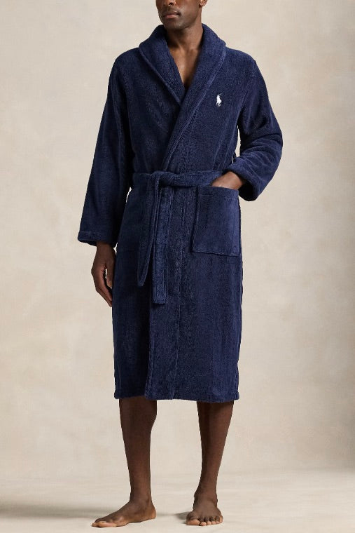 Cotton Terry Robe Cruise Navy