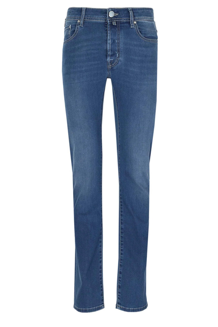 Bard Slim Fit Aqua Suede Badge Jeans Medium Blue