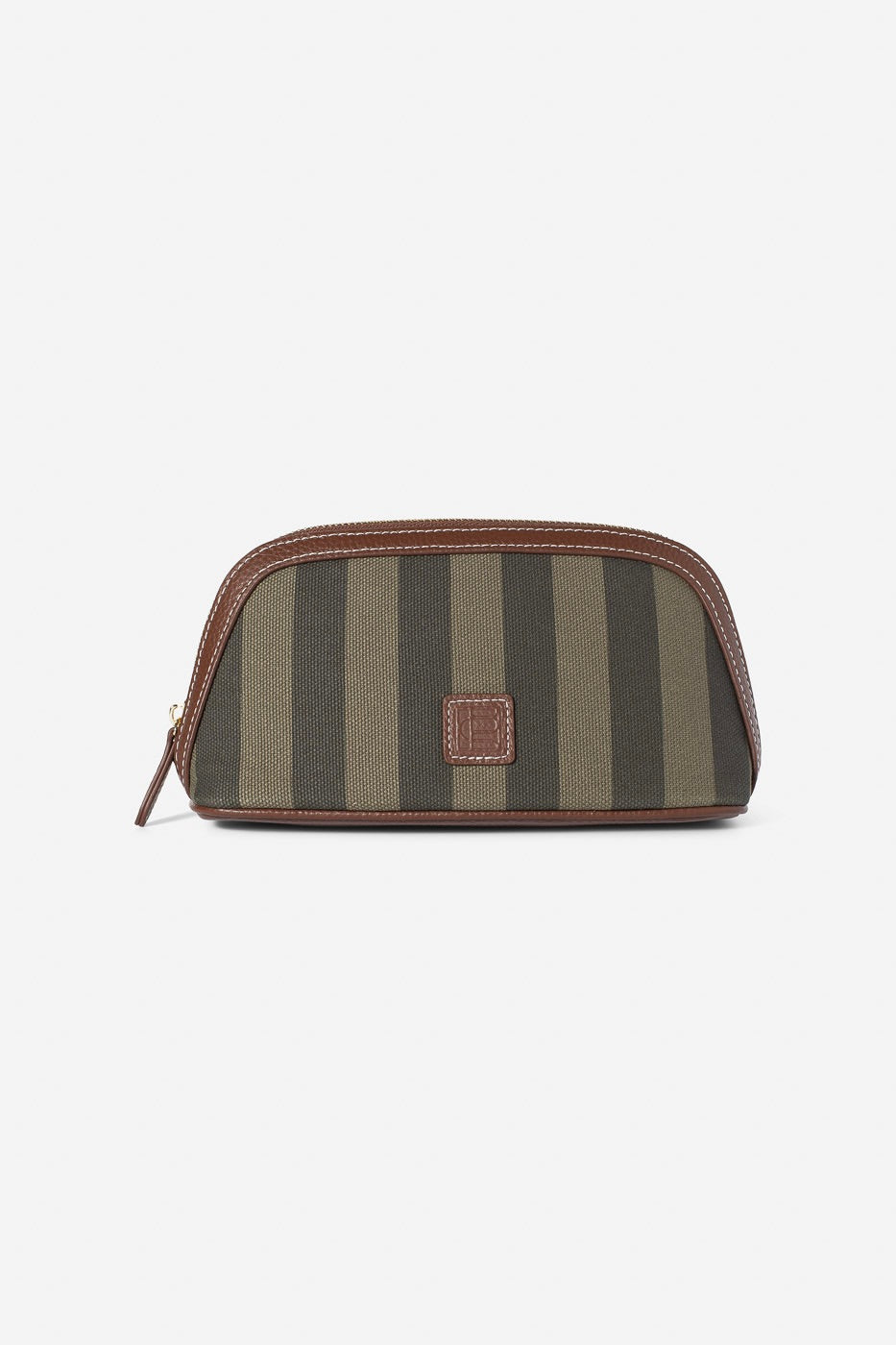 Canvas Cosmetic Pouch Small Green Stripe