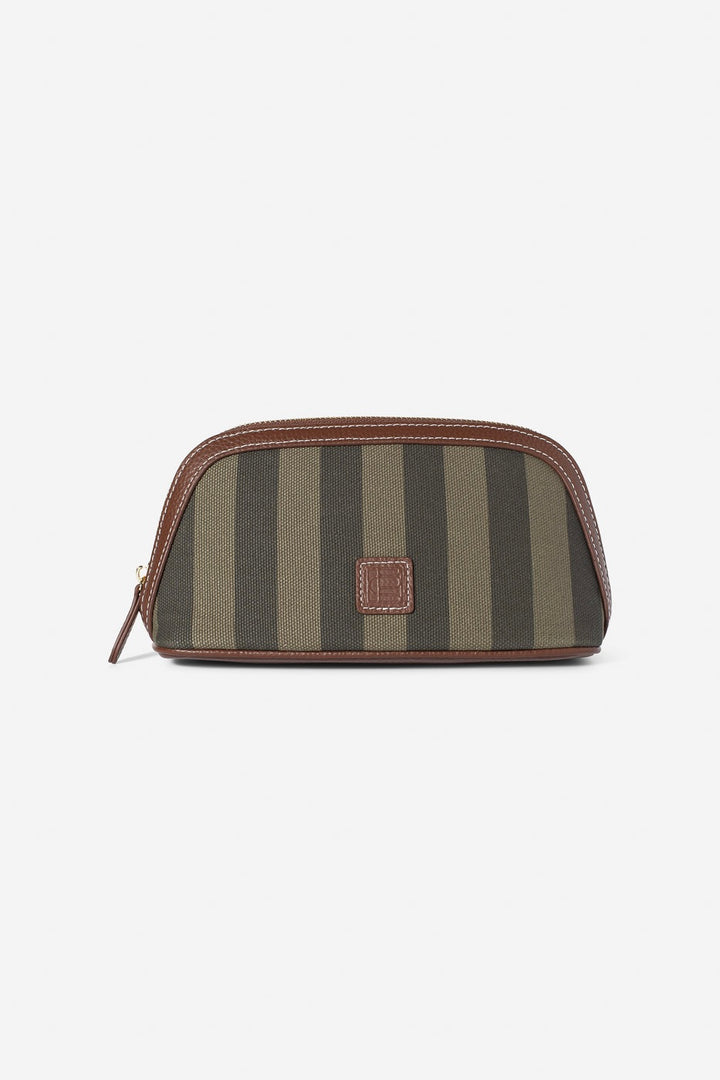 Canvas Cosmetic Pouch Small Green Stripe