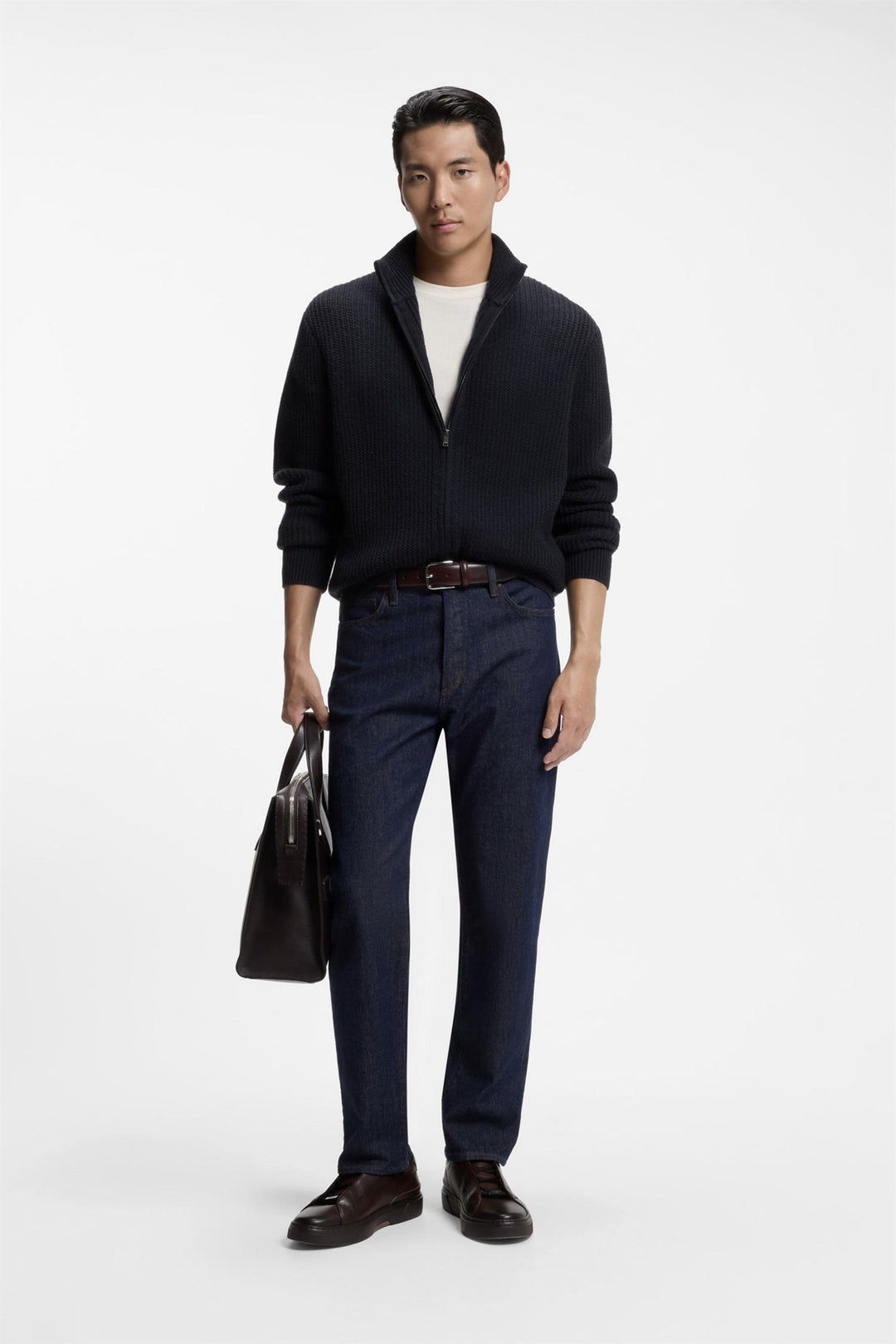 H-Fiocco Zip-Up Cardigan Dark Blue