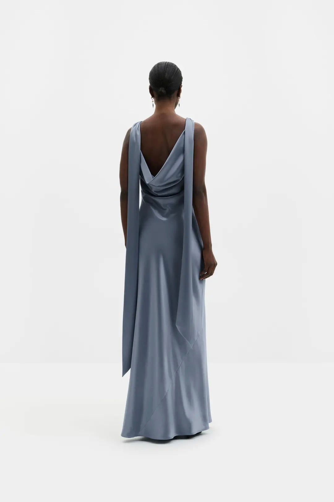 Vida Cowl Neck Scarf Maxi Dress Steel Blue